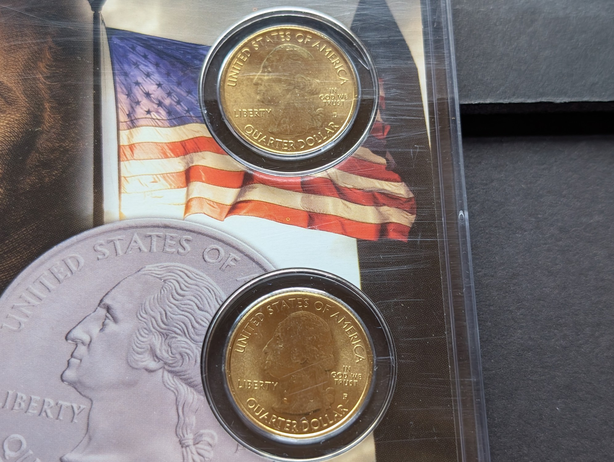 Gold (LAYERED) P&D Mint 2002 Tennessee Statehood & 2014 Great Smoky Mountains ATB Park Quarter 4-Coin Collection in Protective Plastic Case 