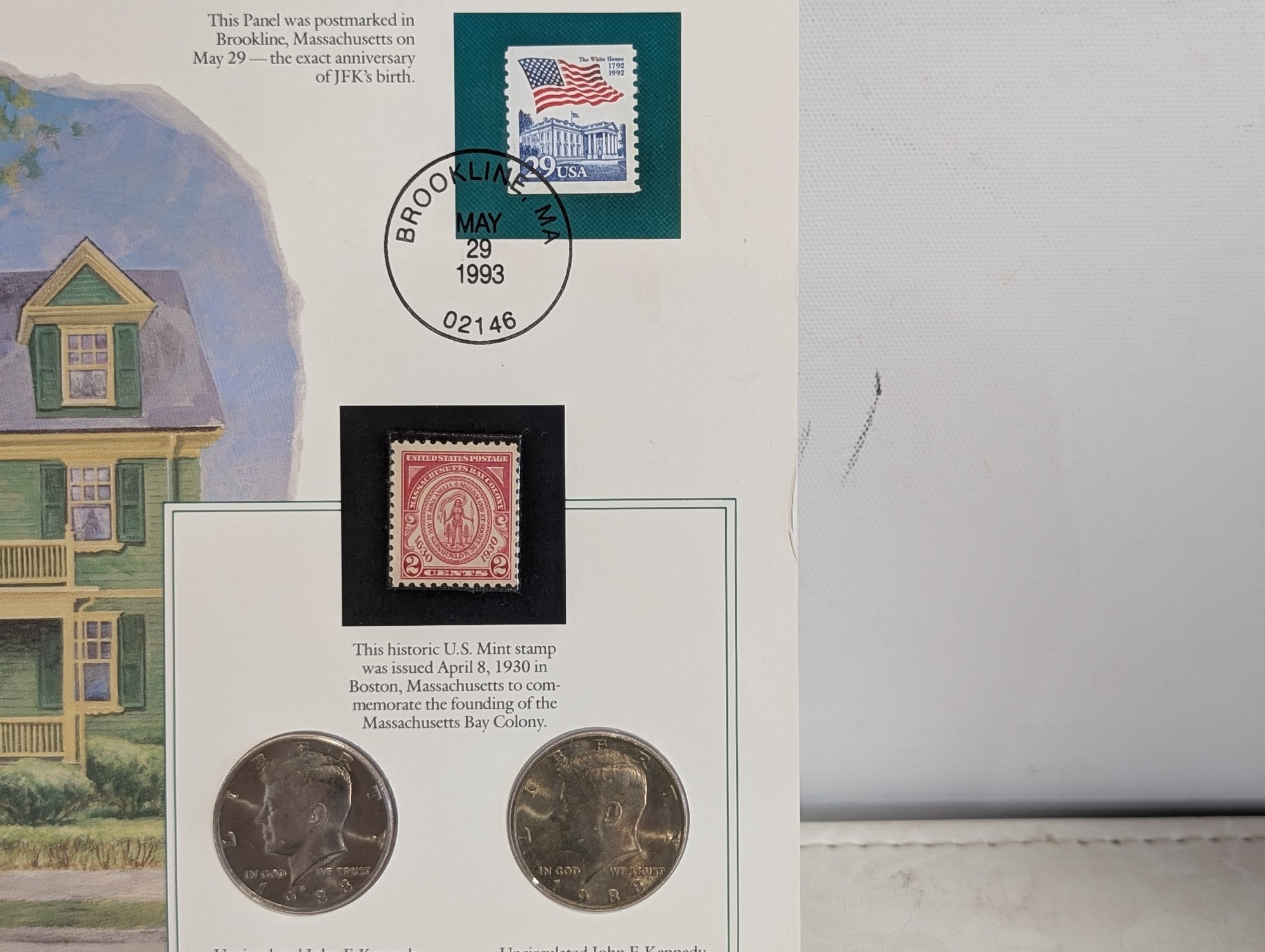 (20) Various Dated Kennedy Half Dollars & Commem Stamps in Info Display Cards