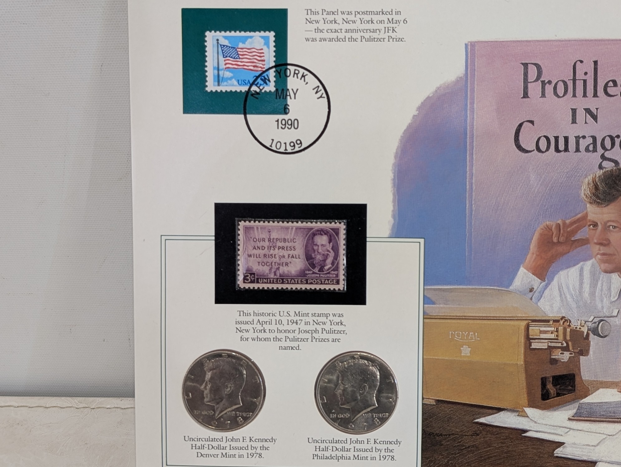 (20) Various Dated Kennedy Half Dollars & Commem Stamps in Info Display Cards