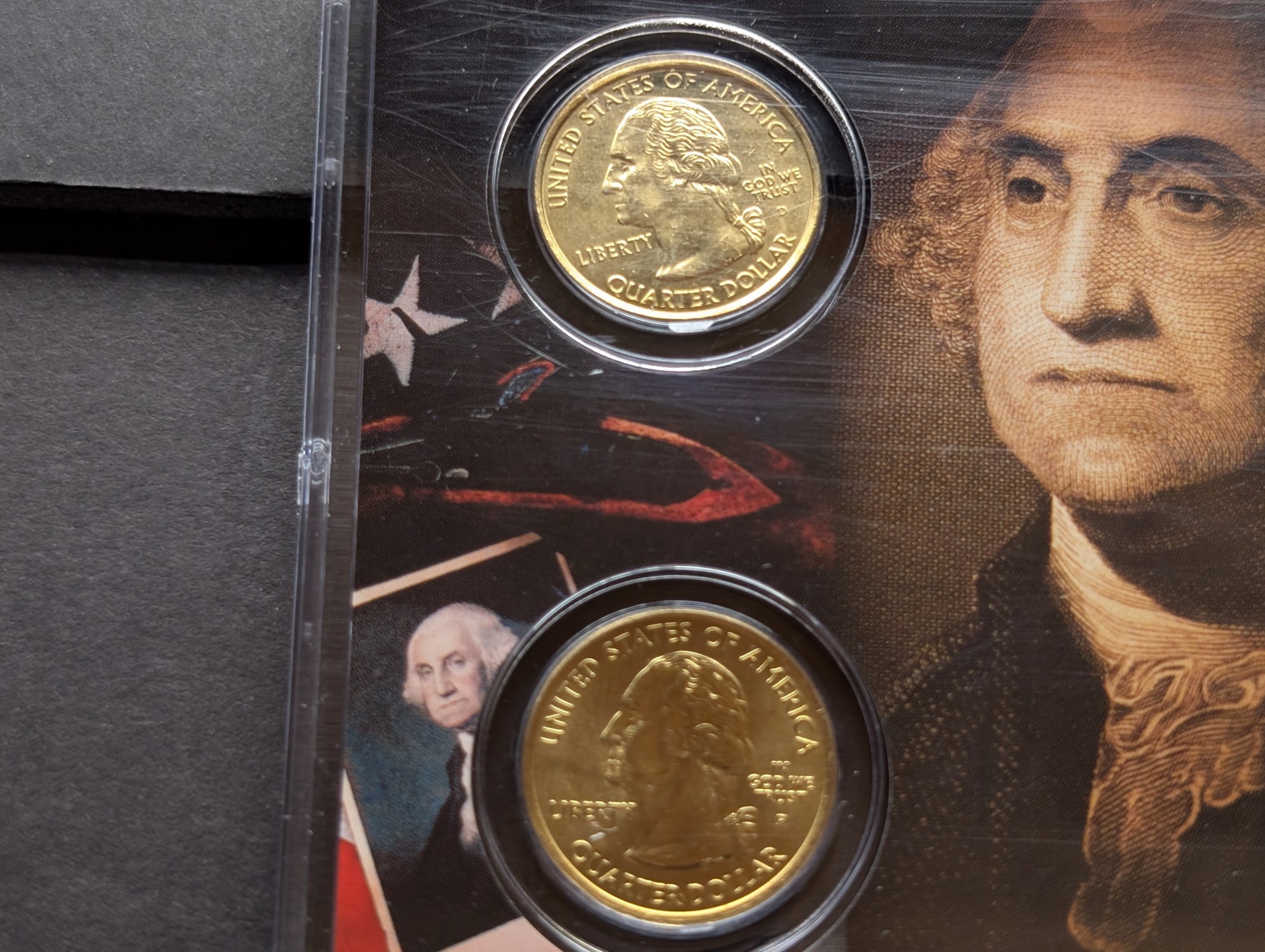 Gold (LAYERED) P&D Mint 2008 Oklahoma Statehood & 2011 Chickasaw ATB Park Quarter 4-Coin Collection in Protective Plastic Case w/ COA
