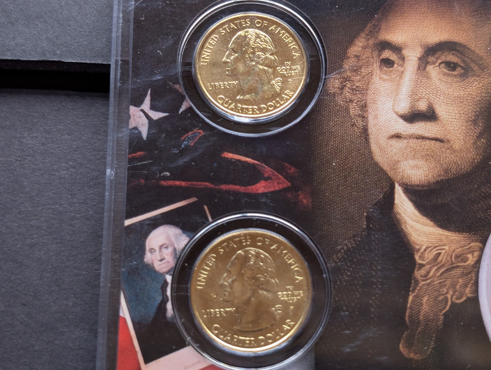 Gold (LAYERED) P&D Mint 2002 Ohio Statehood & 2013 Perry's Victory ATB Park Quarter 4-Coin Collection in Protective Plastic Case w/ COA