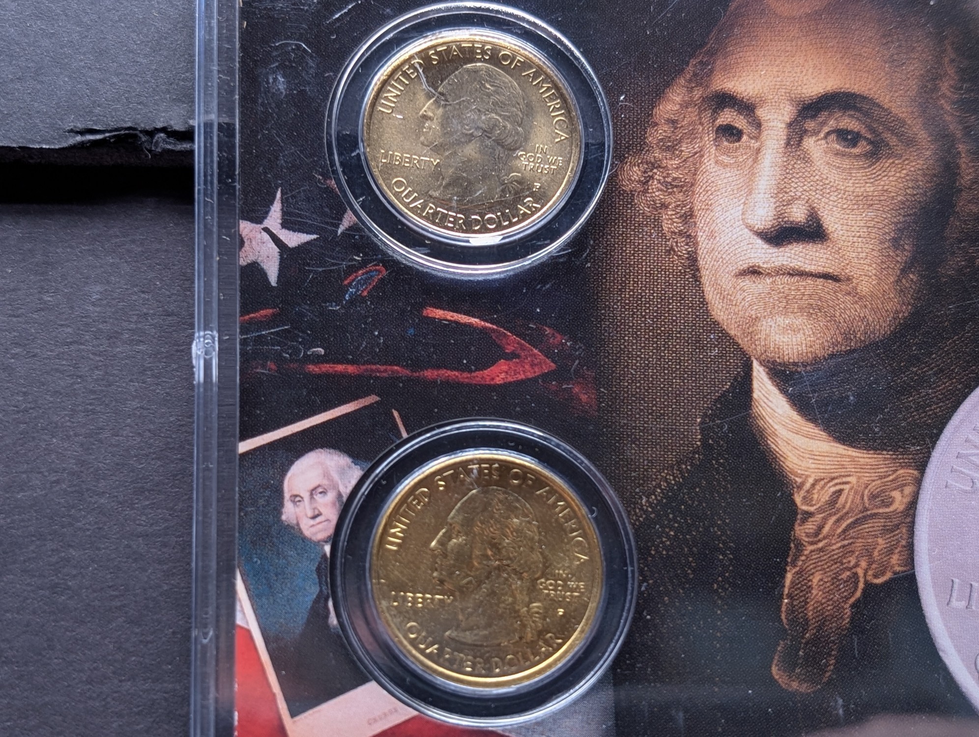 Gold (LAYERED) P&D Mint 2007 Utah Statehood & 2014 Arches ATB Park Quarter 4-Coin Collection in Protective Plastic Case w/ COA