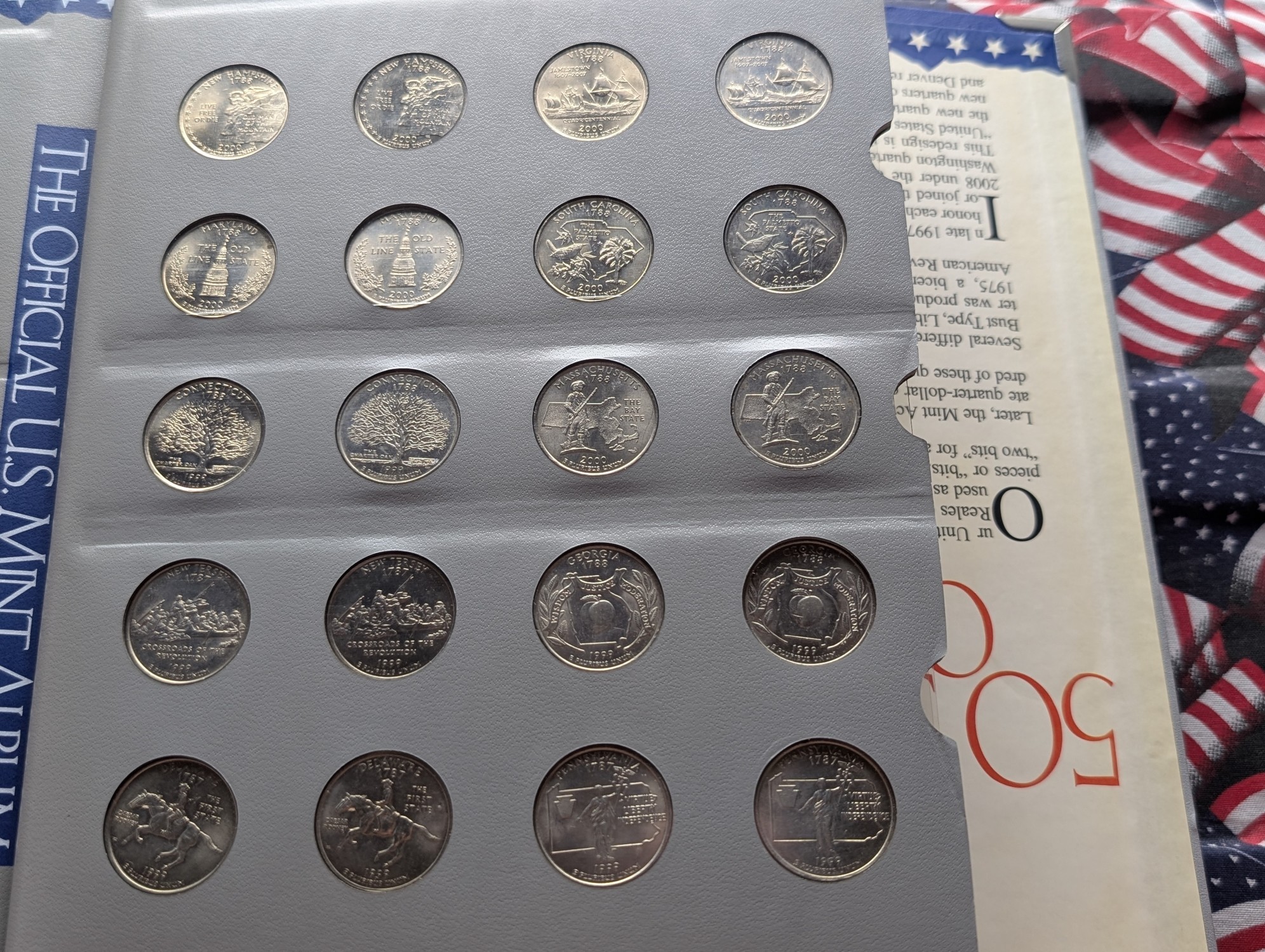 Complete 1999-2008 UNC P&D Mint Statehood Quarter Collection in Official U.S. Mint Album w/ COA, 100 Coins Total