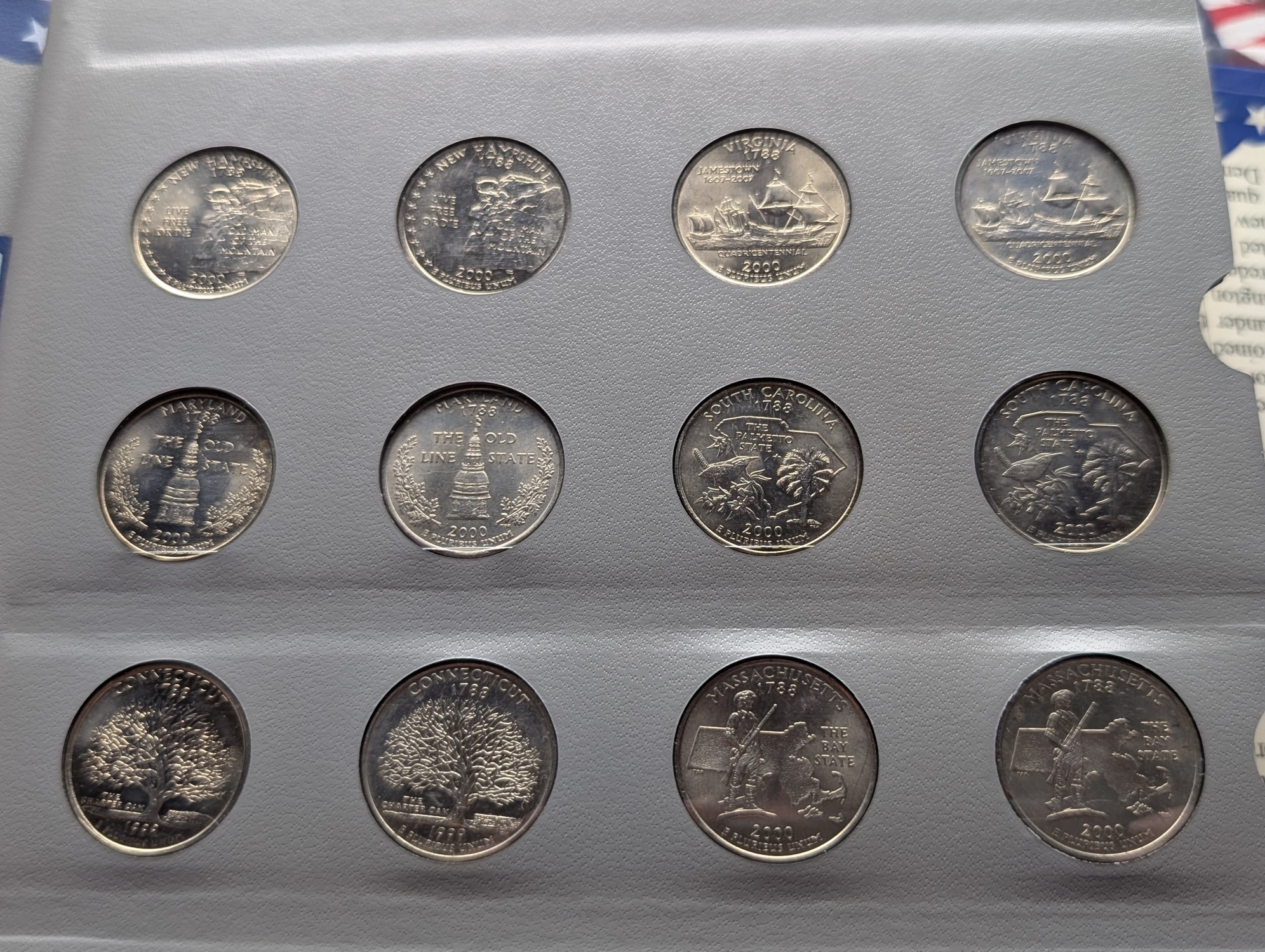 Complete 1999-2008 UNC P&D Mint Statehood Quarter Collection in Official U.S. Mint Album w/ COA, 100 Coins Total