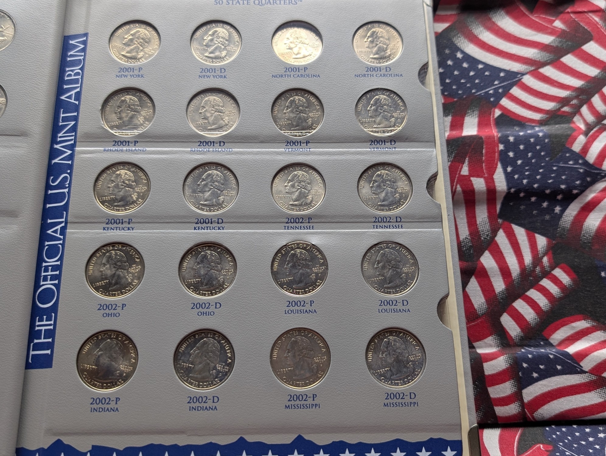 Complete 1999-2008 UNC P&D Mint Statehood Quarter Collection in Official U.S. Mint Album w/ COA, 100 Coins Total