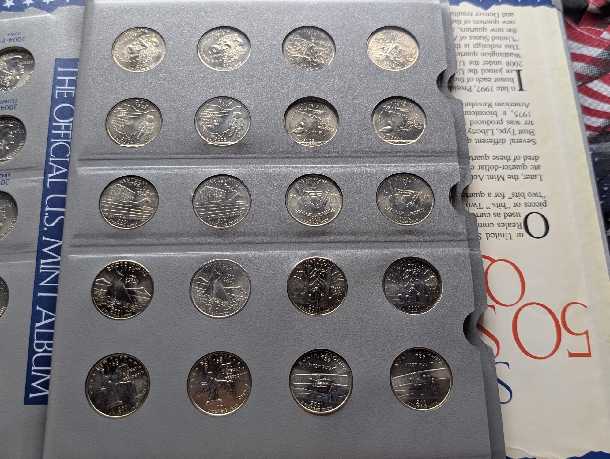 Complete 1999-2008 UNC P&D Mint Statehood Quarter Collection in Official U.S. Mint Album w/ COA, 100 Coins Total