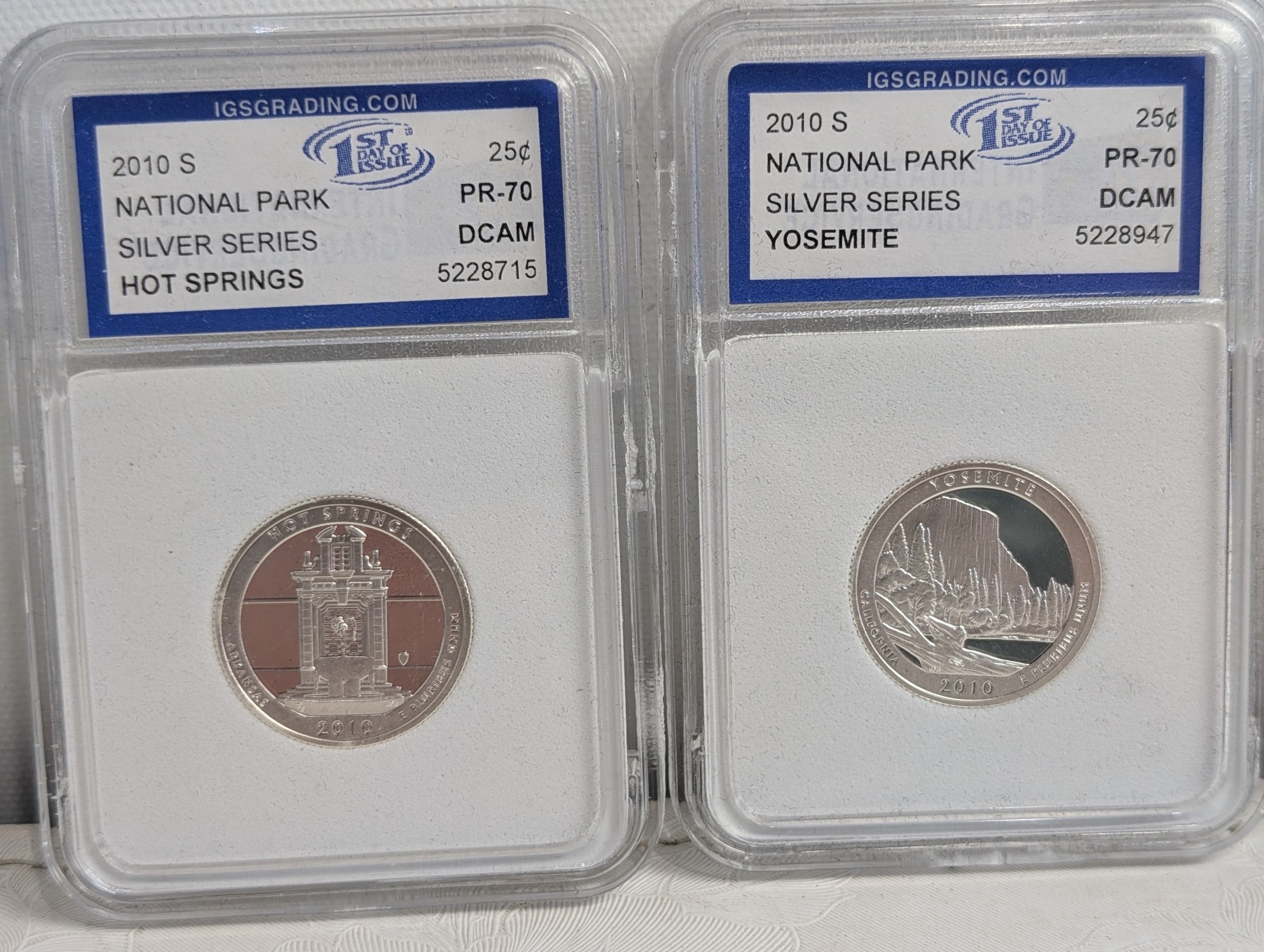 (5) 2010-S PROOF Various ATB Silver Quarters - All IGS Graded Cert. PR70 DCAM & (9) 2010-P&D and 2011-P Various ATB Quarters - All ANACS Cer