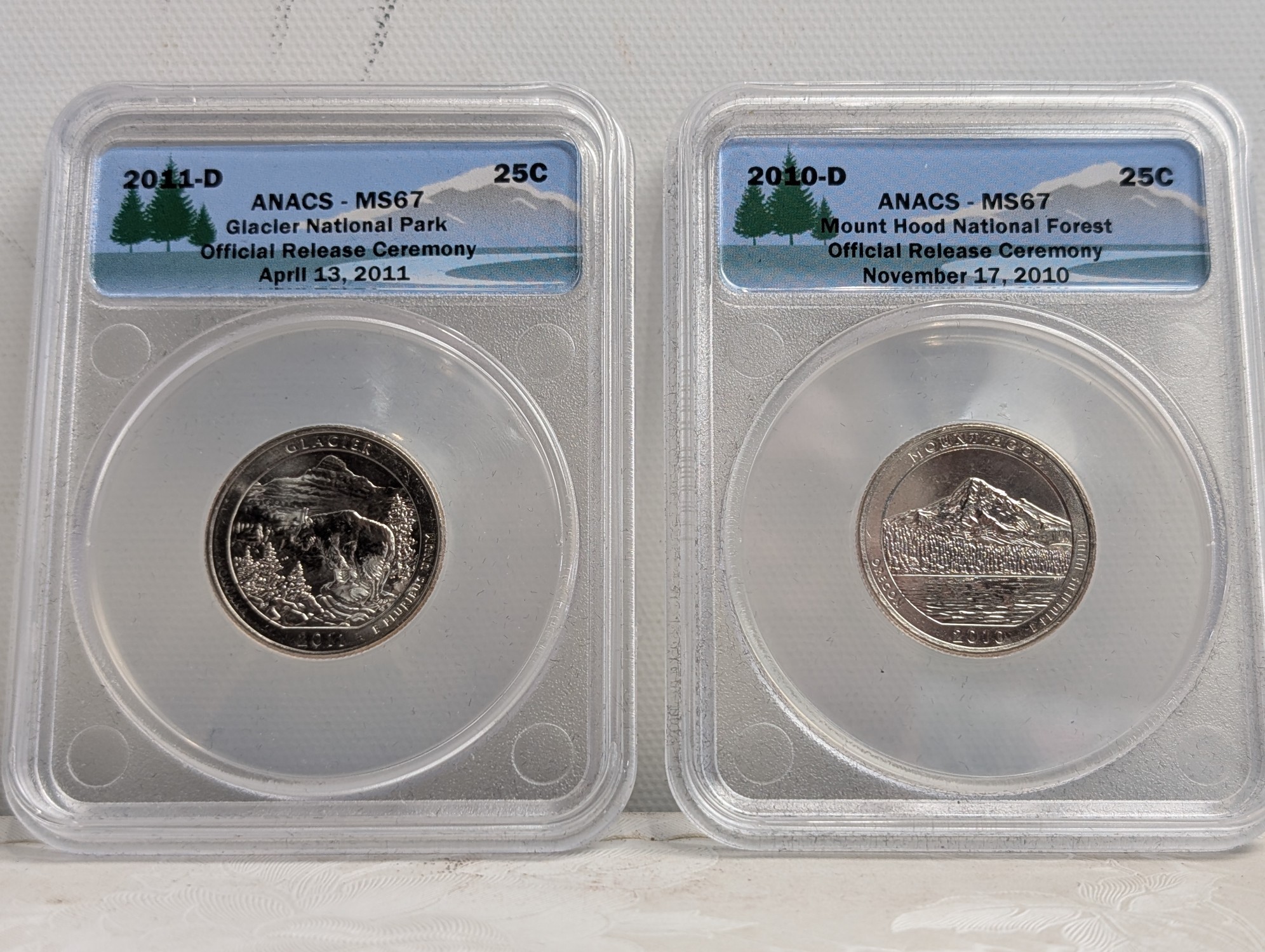(5) 2010-S PROOF Various ATB Silver Quarters - All IGS Graded Cert. PR70 DCAM & (9) 2010-P&D and 2011-P Various ATB Quarters - All ANACS Cer