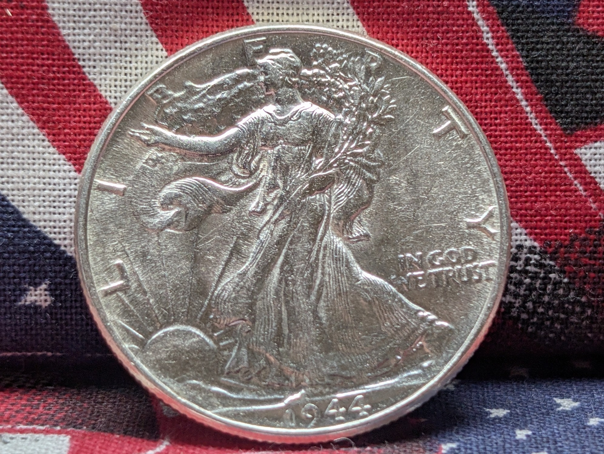1944 Walking Liberty 90% Silver Half Dollar - AU++