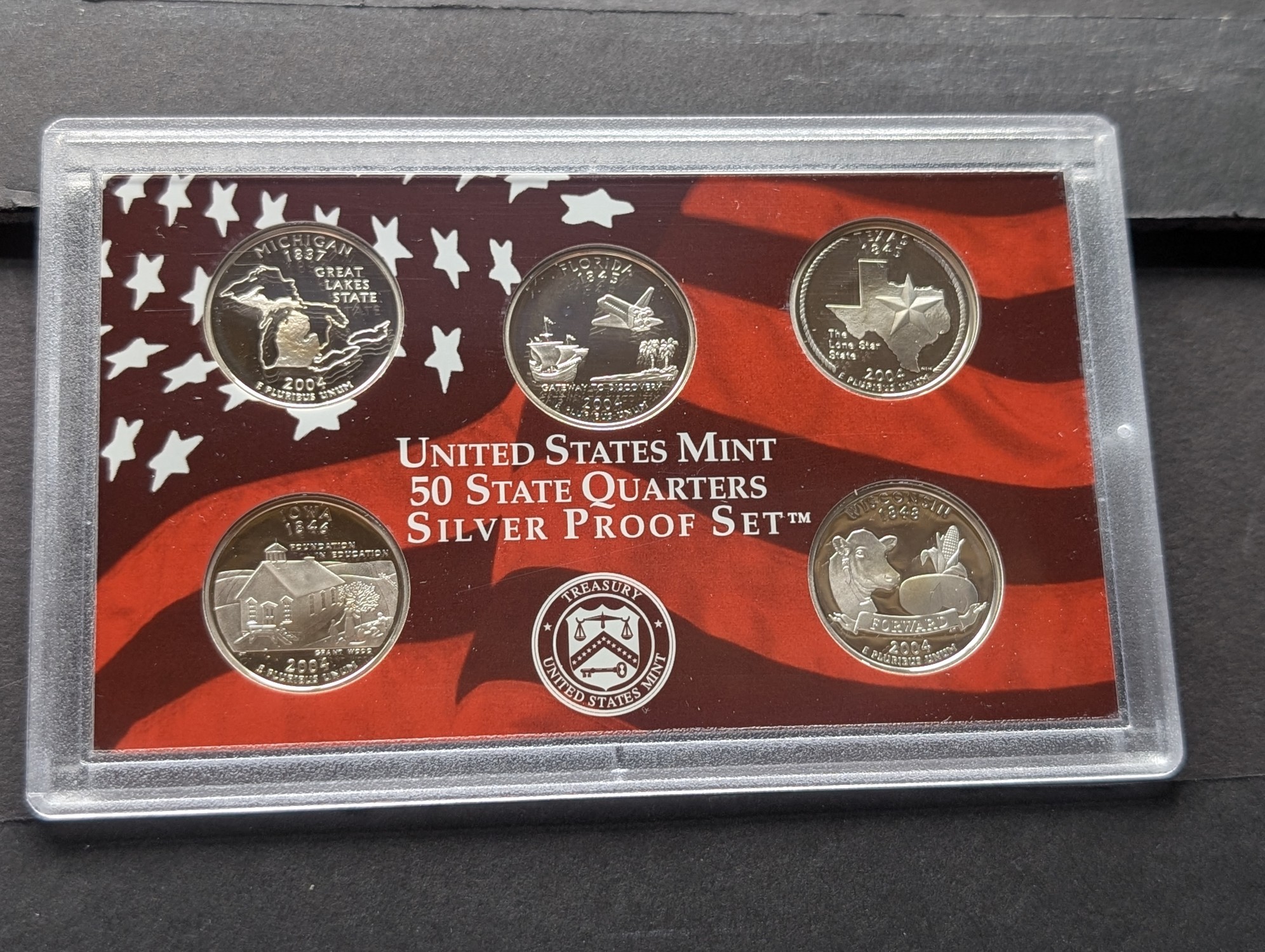 2004-S State & 2019-S ATB U.S. Mint SILVER PROOF Quarter Sets in Government Plastic - 2019 Does Not Have Box or COA
