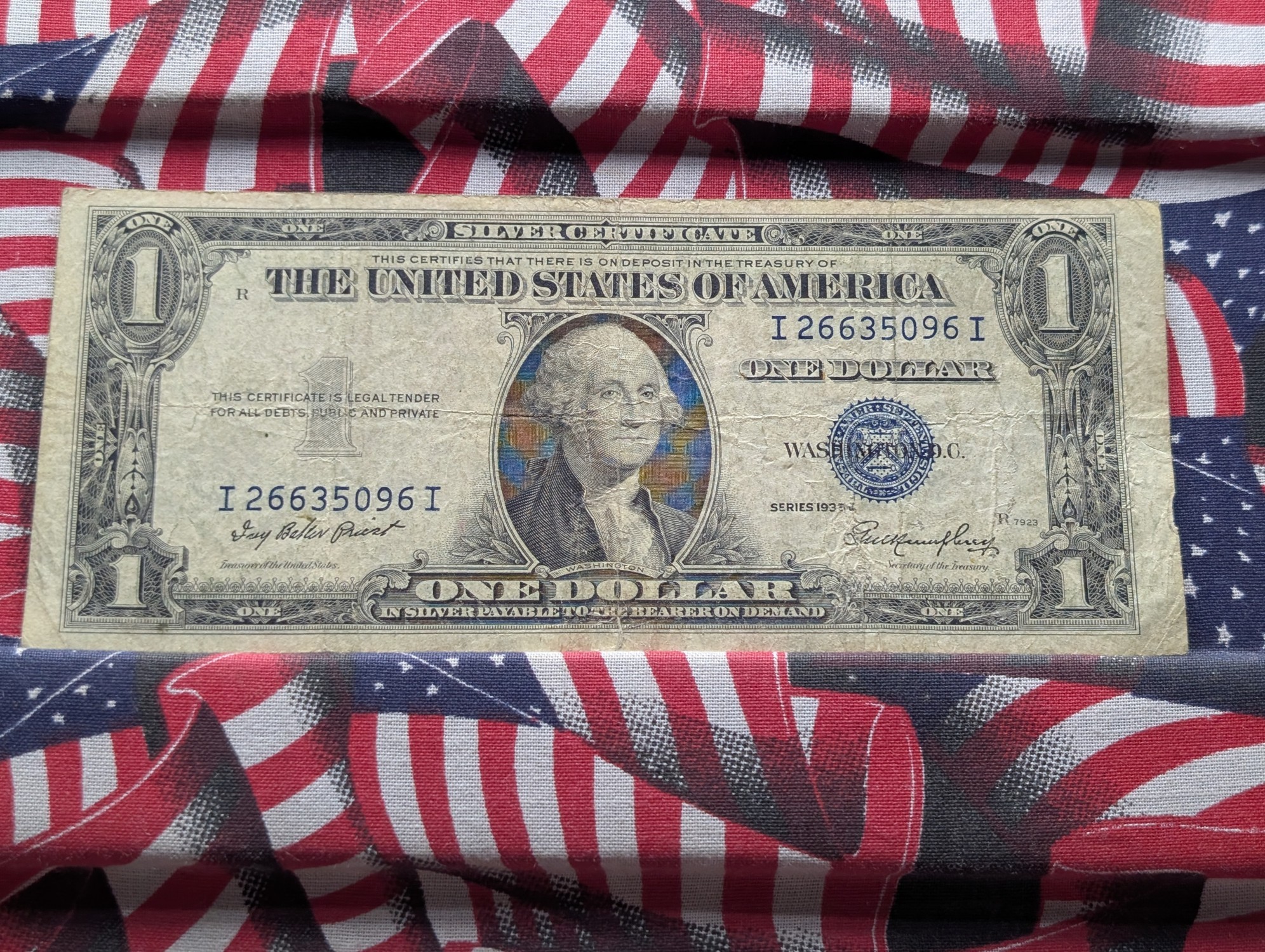 1935 & 1957 $1 Silver Certificates In Display w/ COA
