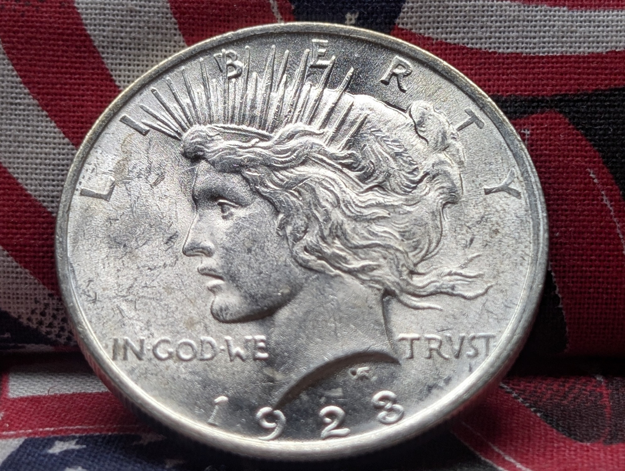 XF - 1923 Peace 90% Silver Dollar