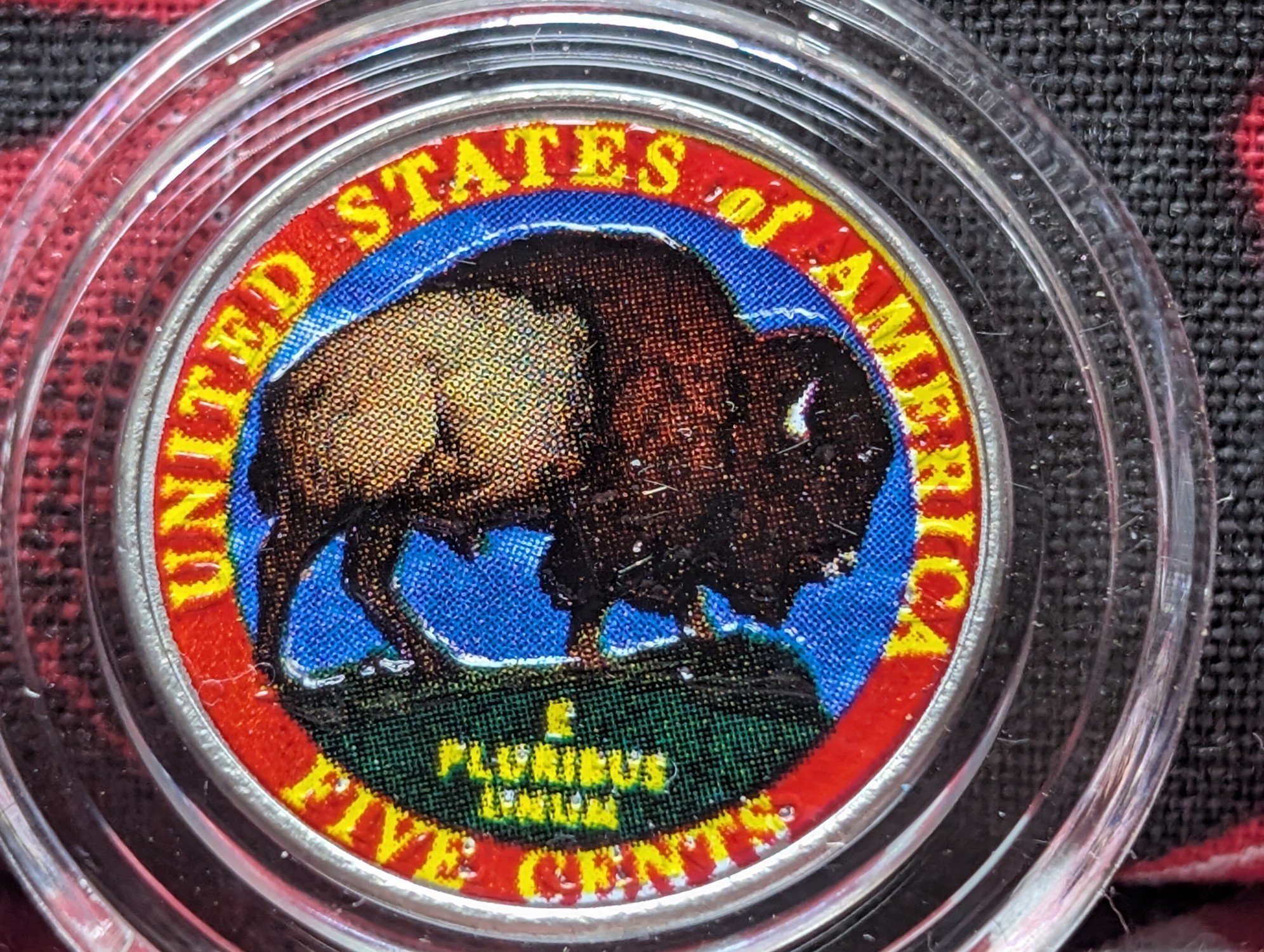 (6) (LAYERED/Colorized) 2005 Jefferson Bison Nickels in Display
