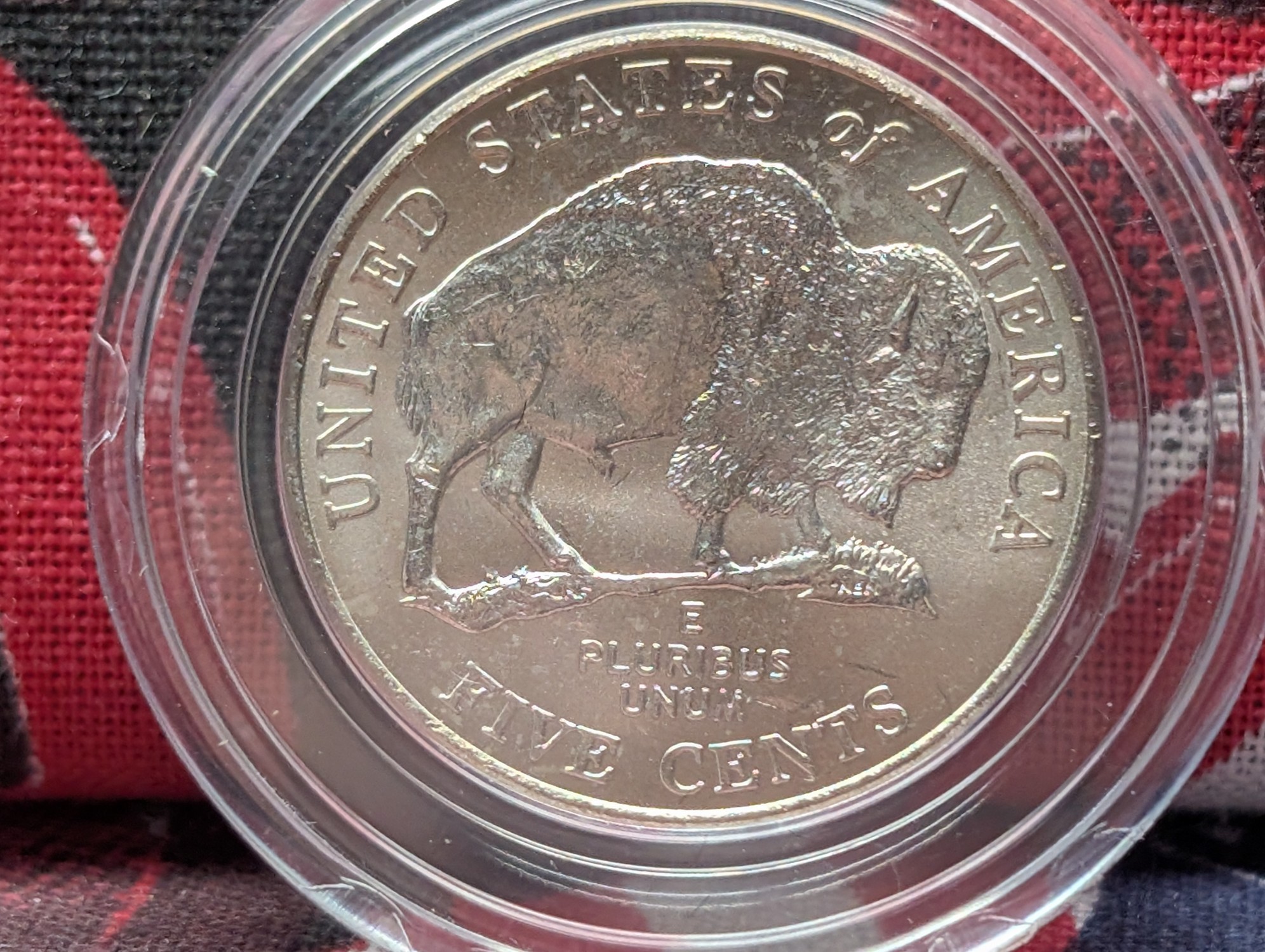 (6) (LAYERED/Colorized) 2005 Jefferson Bison Nickels in Display