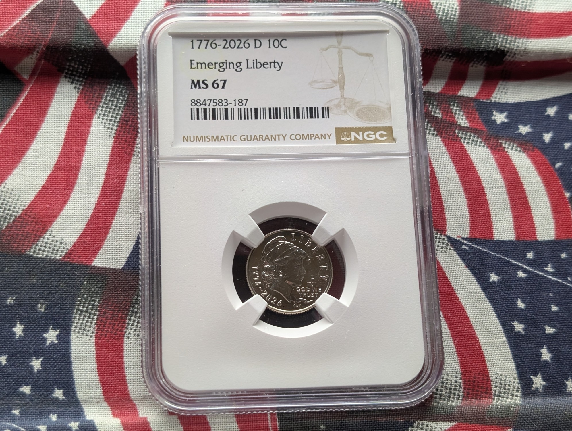 1776-2026-D Emerging Liberty Dime - NGC MS67