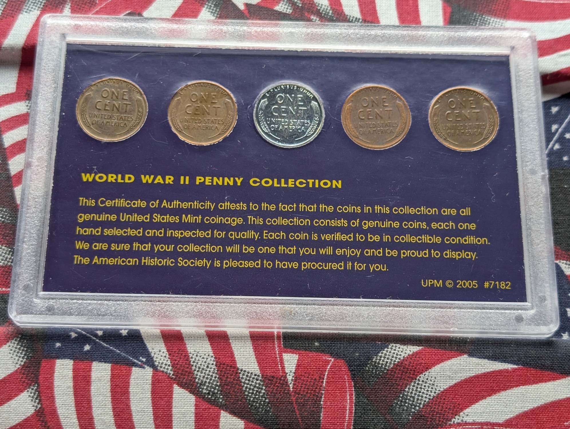 1941-45 WWII Lincoln Wheat Cent Collection in Display - 5 Total Coins