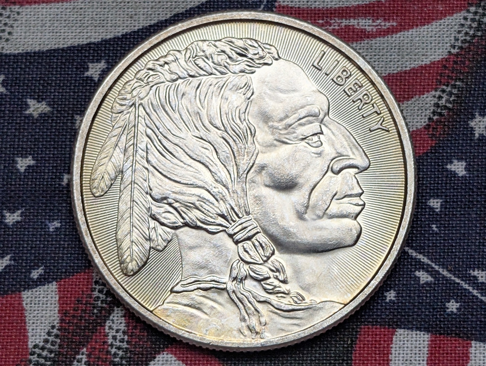 1 Troy Oz. .999 FINE SILVER Buffalo Nickel Designed Round