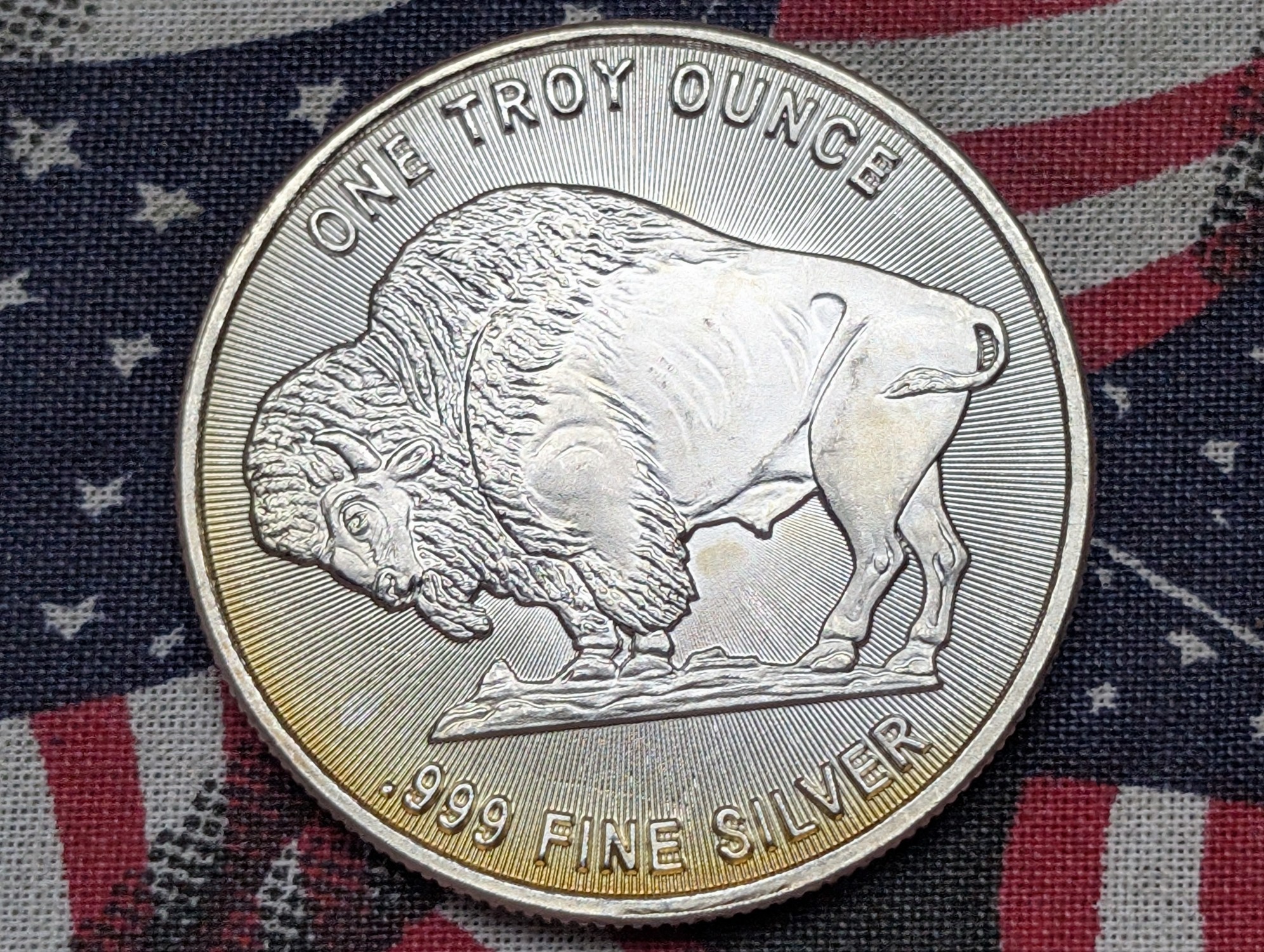 1 Troy Oz. .999 FINE SILVER Buffalo Nickel Designed Round