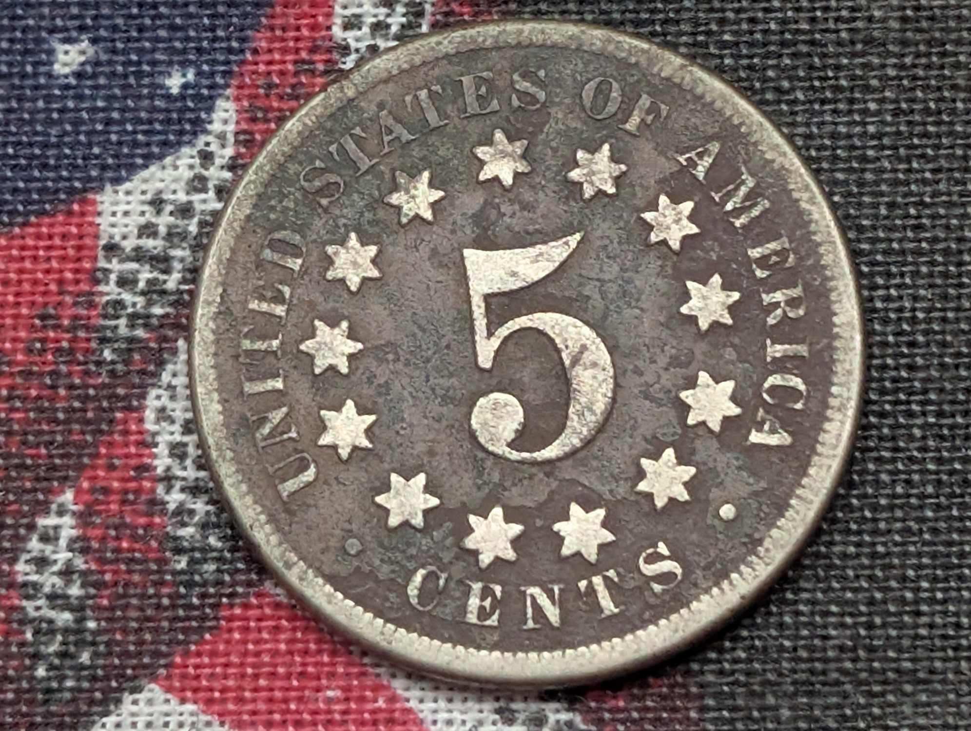 VG - 1867 w/ NO Rays Shield Nickel (Dark)