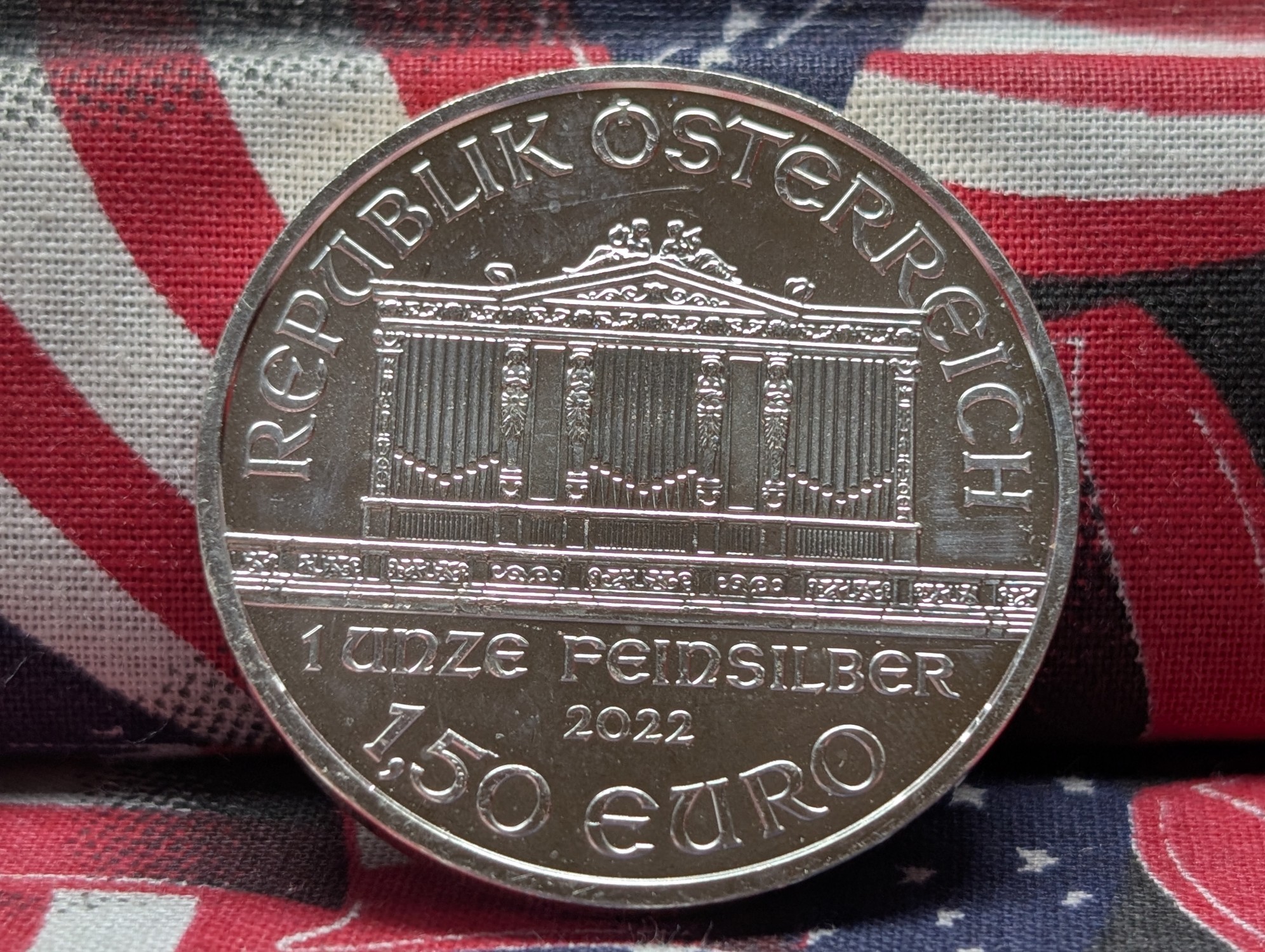 1 oz. .999 FINE SILVER 2022 Austria 1.50 Euro Vienna Philharmonic
