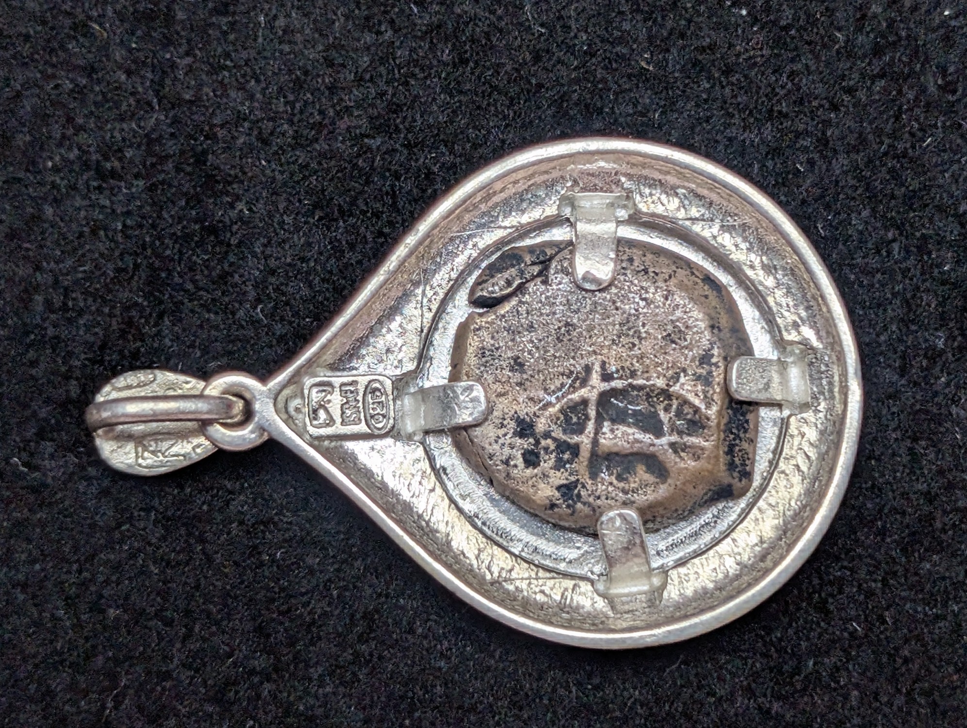 Judea Jannaeus c.104-76 Prutah - Widow's Mite w/ Double Cornucopia *RARE TYPE* Set in a SOLID SILVER Necklace Pendant