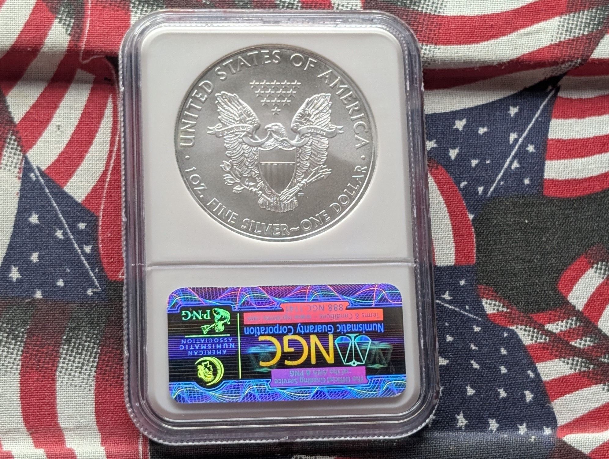 2010 American Silver Eagle 1 Troy Oz. .999 Silver - NGC MS70 Early Release - 25th Anniv., Top Pop