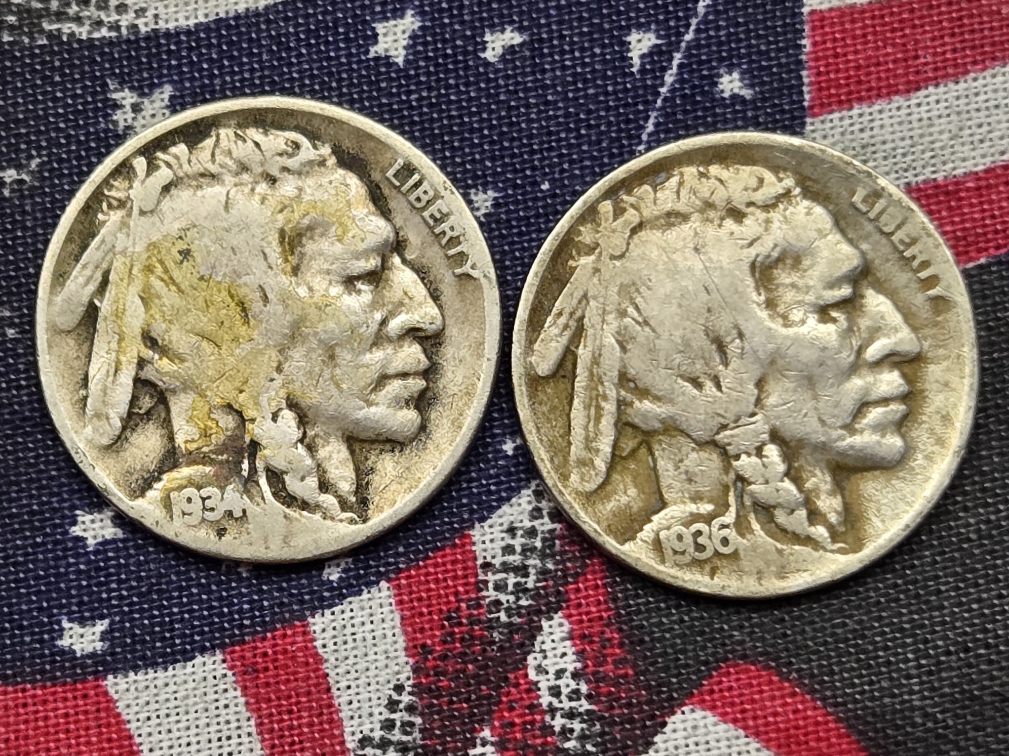 1921, 1927, 1928-D, 1934-D and 1936-D Indian Head Buffalo Nickels