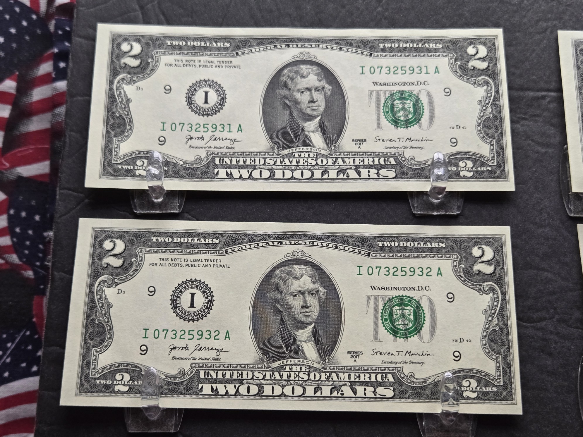 (10) 2017-A $2 Notes in Sequential Order, Crisp and Uncirculated