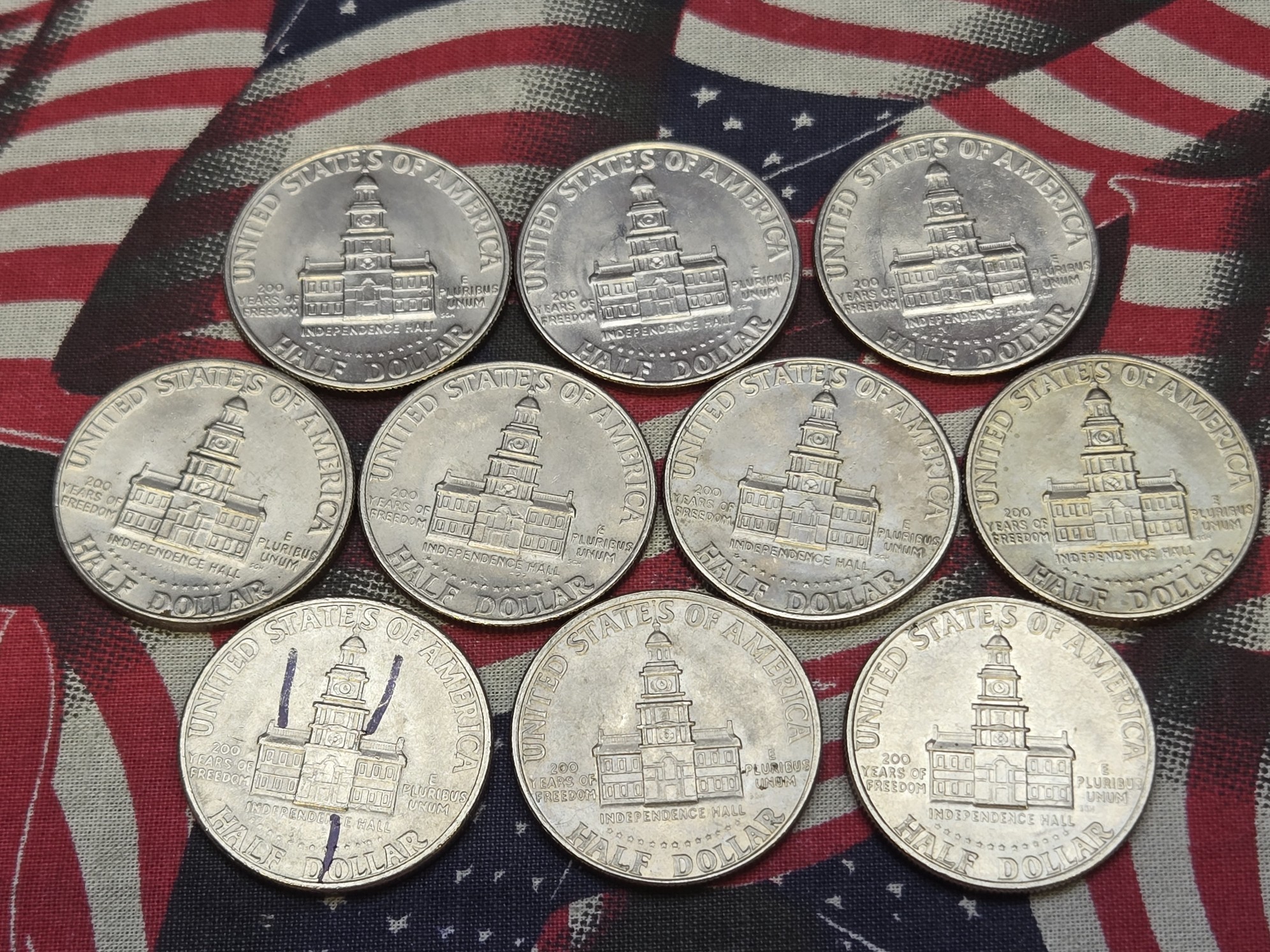 (10) 1976-D Bicentennial Kennedy Half Dollars
