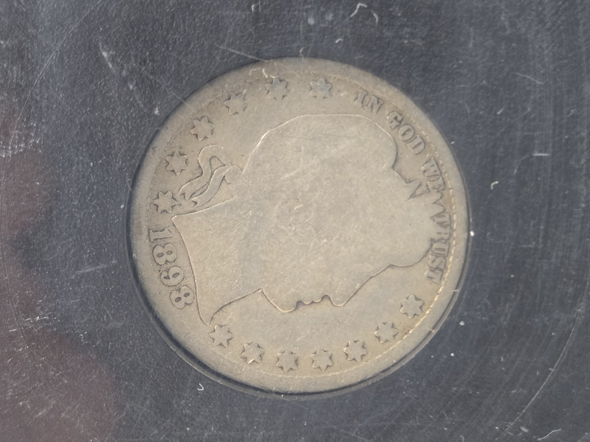 1898 Barber 90% Silver Quarter, Very Good