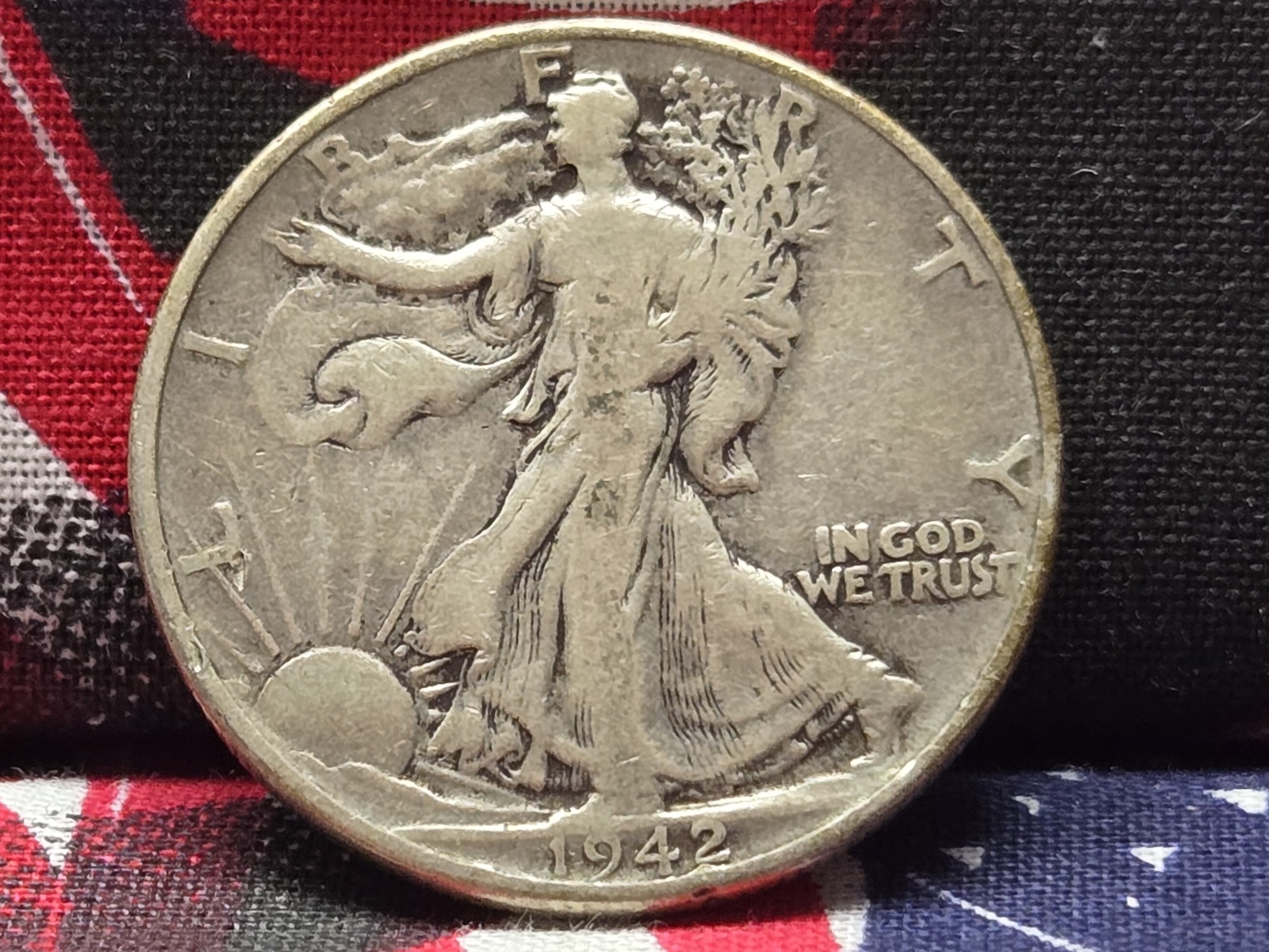 1942 Walking Liberty Half Dollar, 90% Silver