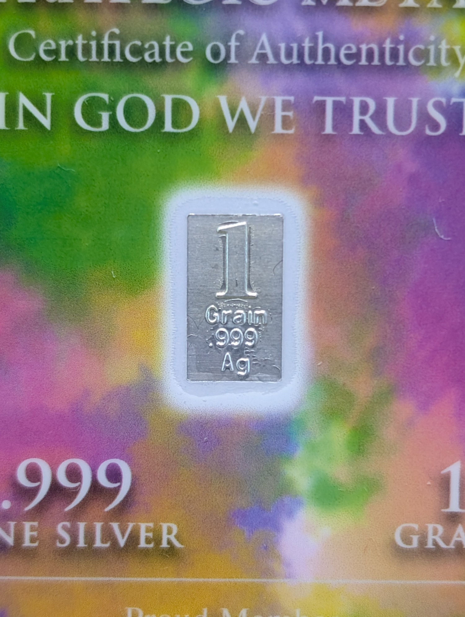 .999 Silver, 1 Grain, Benchmark Strategic Metals Wealth You Can Hold, Sealed!