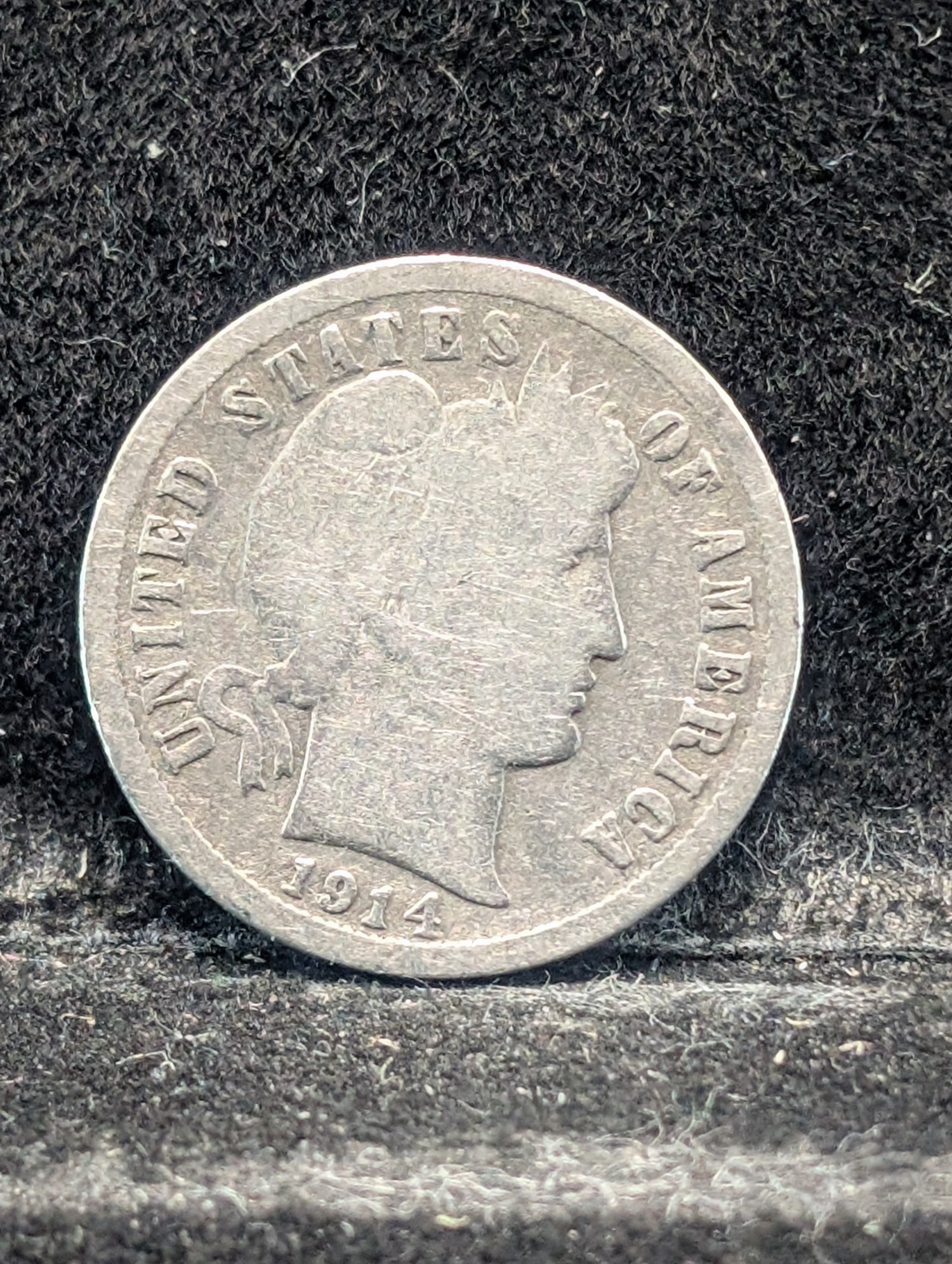 1914-D Barber Dime, 112 Years old, 90% Silver