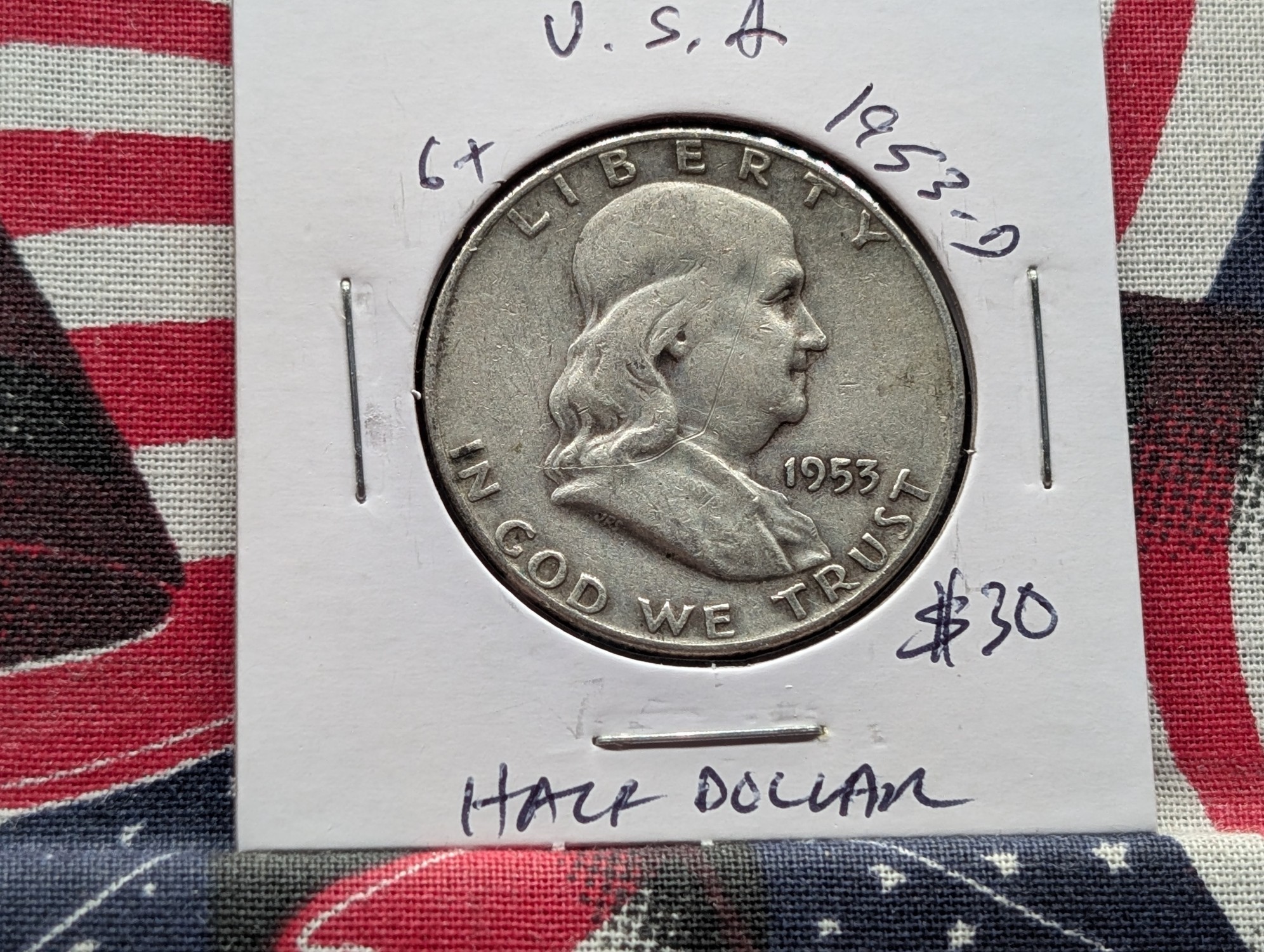 1953-D Franklin Half Dollar, 90% Silver - Pre Vietnam War Era!