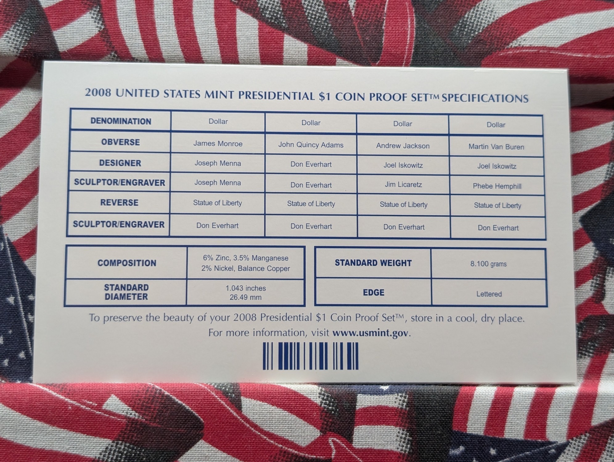2008-S U.S. Mint Presidential $1 Coin Proof Set in OGP w/ COA - Low Mintage!