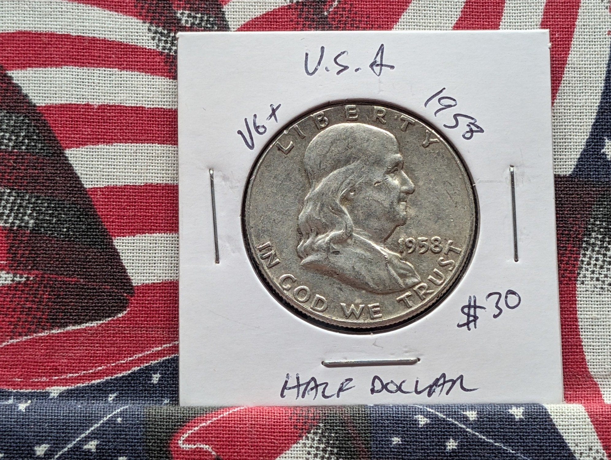 1958 Franklin Half Dollar, 90% Silver - Vietnam War Era!