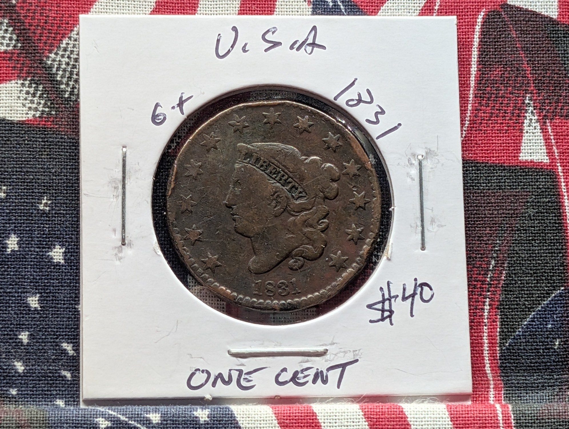 1831 Matron Liberty Head Large Cent - 195 Years Old!