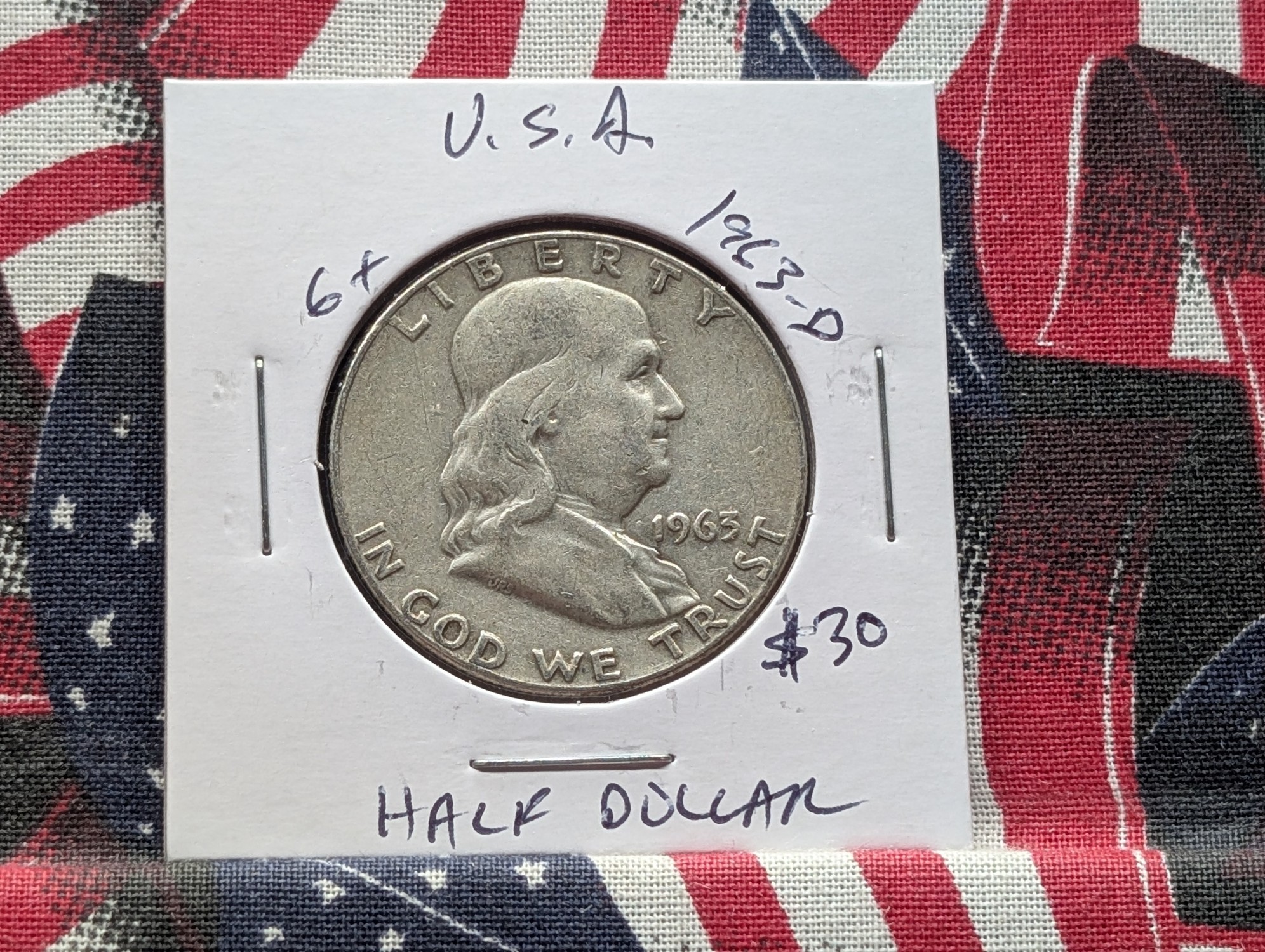 1963-D Franklin Half Dollar, 90% Silver - Vietnam War Era!