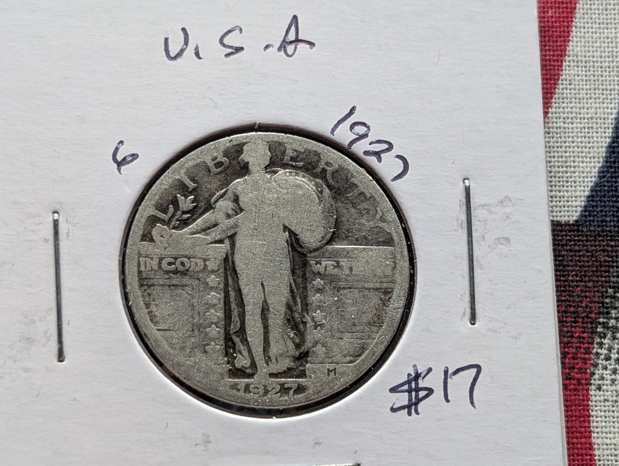 1927 Standing Liberty Quarter, 90% Silver - Almost 100 Years Old!