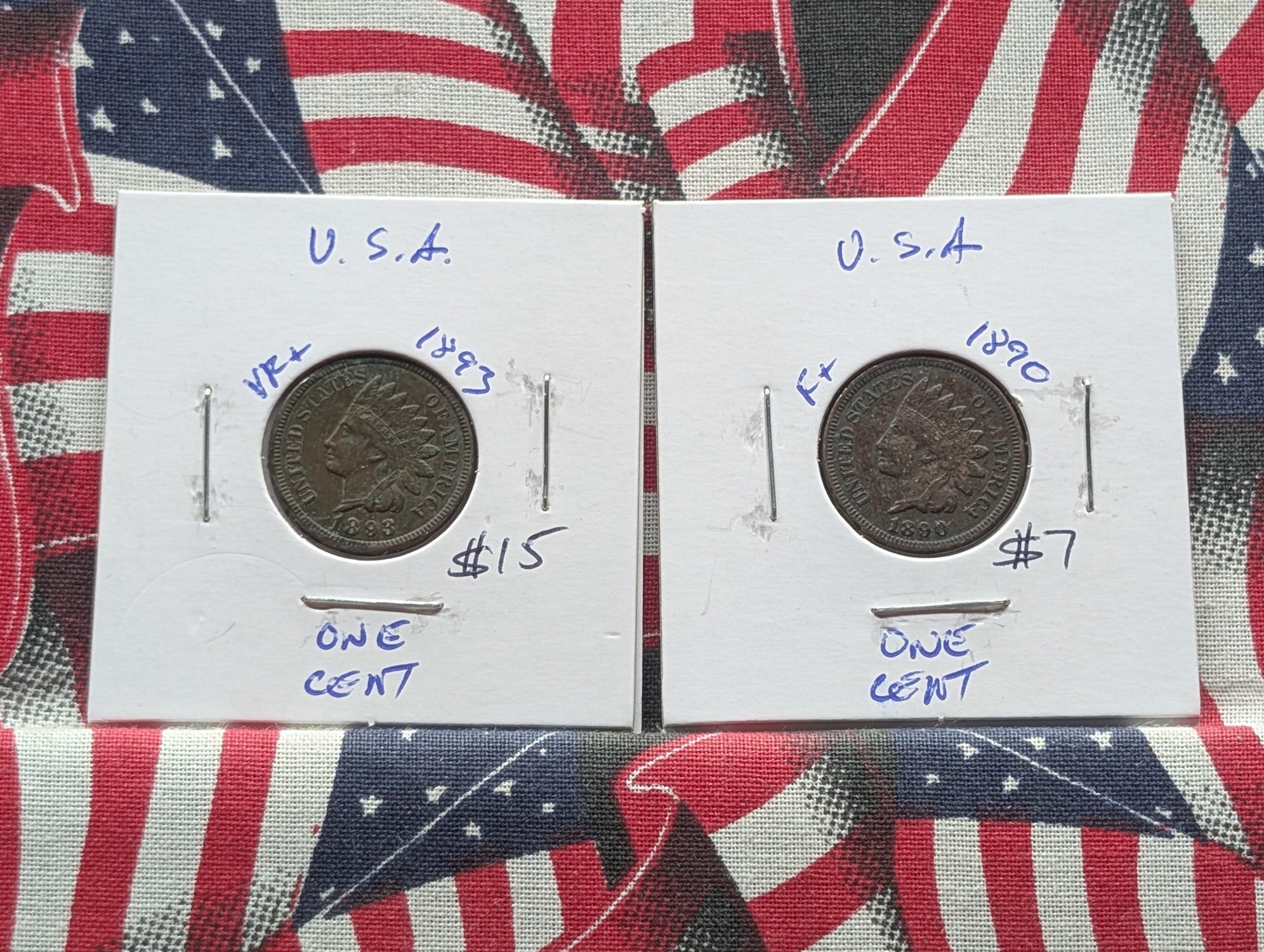 1890 & 1893 Indian Head Cents