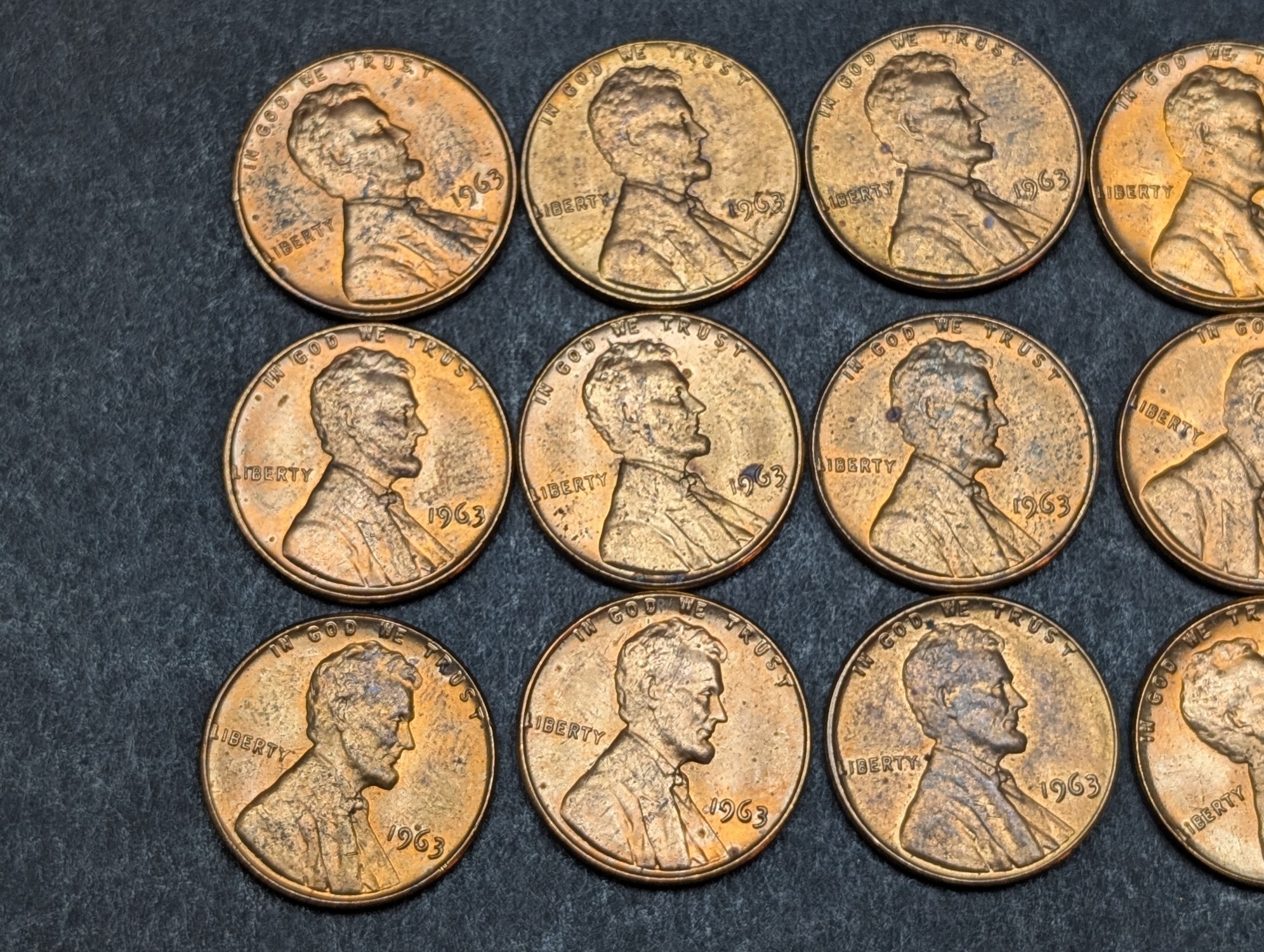 (15) 1963 Lincoln Memorial Cents - RED / High Grade
