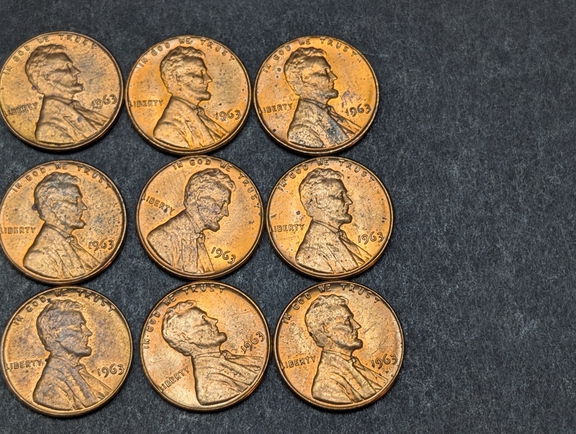 (15) 1963 Lincoln Memorial Cents - RED / High Grade