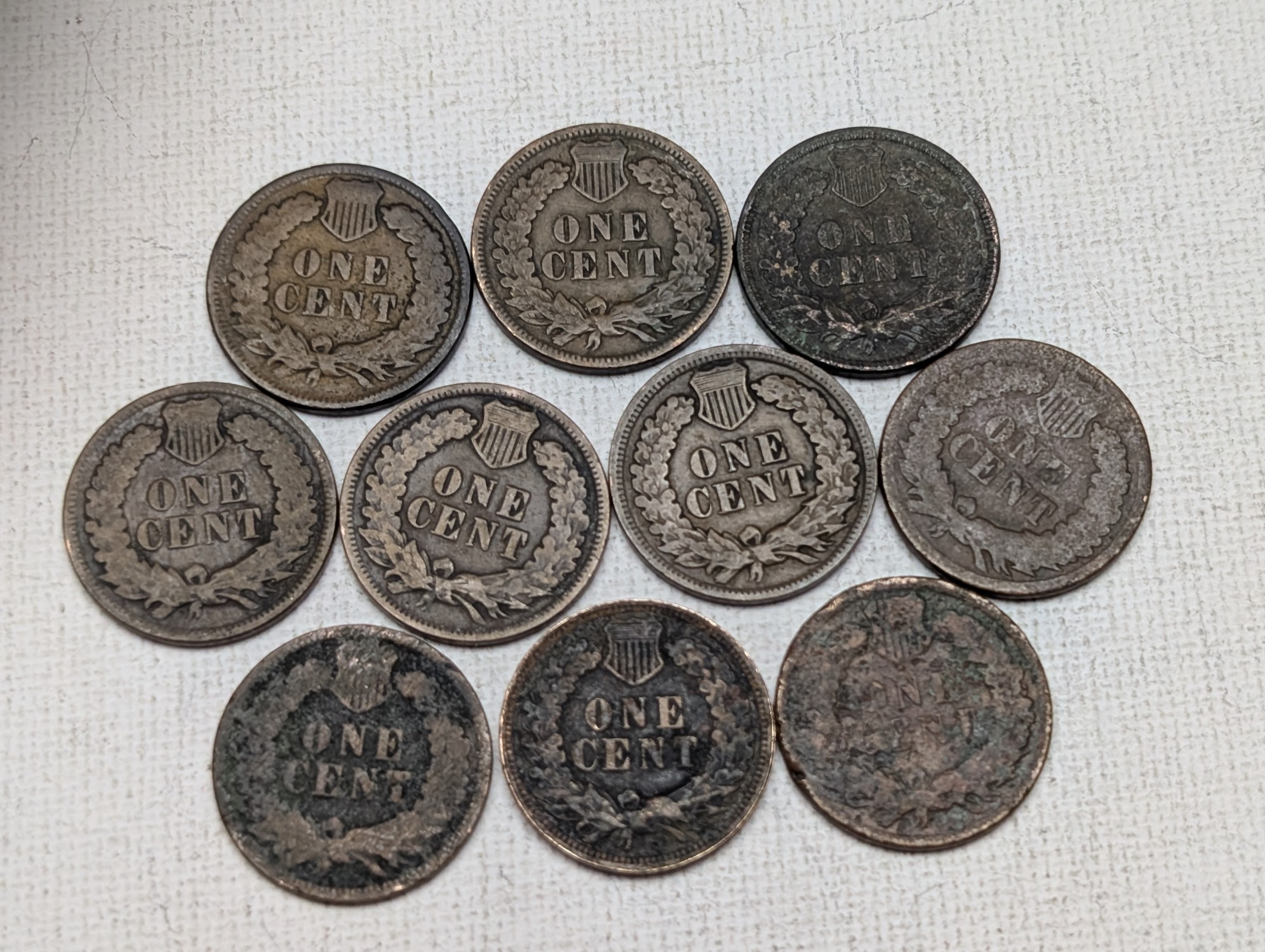 1900, 1901, 1902, (2) 1903, 1905, 1906, & (3) 1907 Indian Head Cents