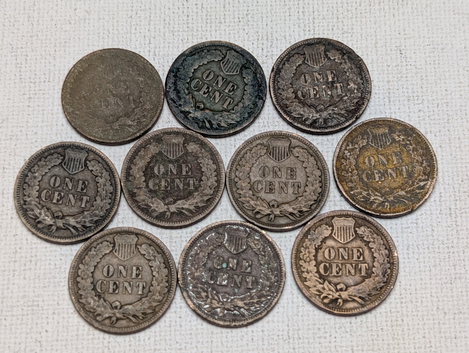 1900, 1901, 1902, (2) 1903, 1905, 1906, & (3) 1907 Indian Head Cents