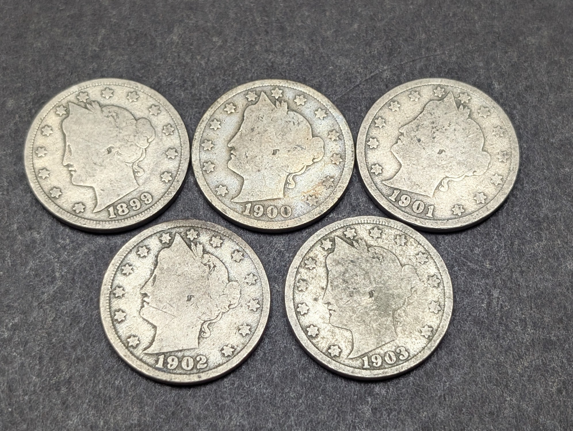 1899-1903 Liberty Head V Nickels - Consecutive Dates