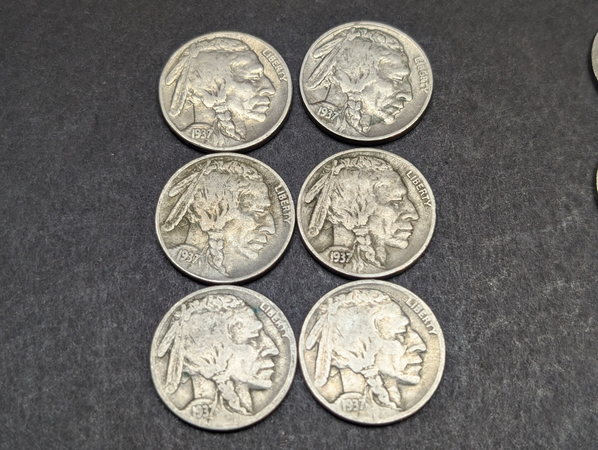 (15) 1937 P, D, & S Indian Head Buffalo Nickels