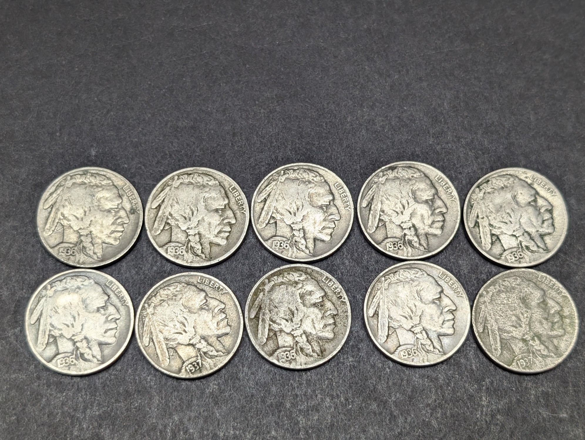 (25) 1936 & 1937 Indian Head Buffalo Nickels