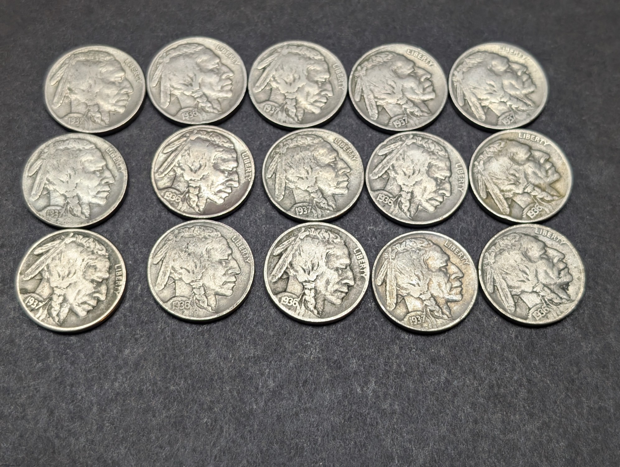(25) 1936 & 1937 Indian Head Buffalo Nickels