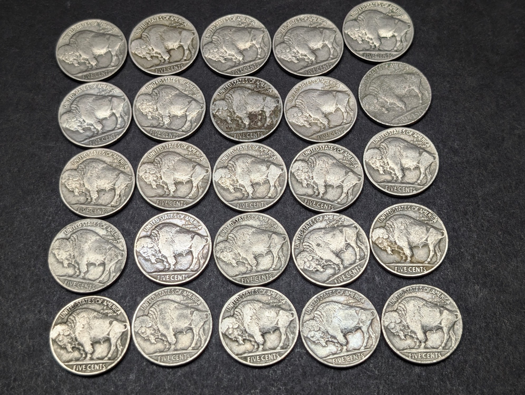 (25) 1936 & 1937 Indian Head Buffalo Nickels