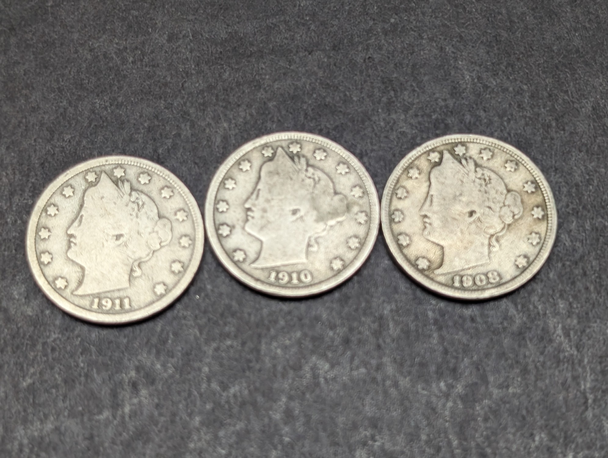 1904, 1905, (3) 1906, 1907, 1908, 1910, 1911, 1912 Liberty Head V Nickels